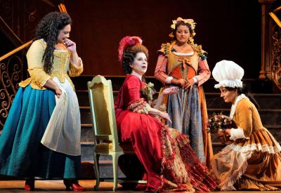Janai Brugger as Susanna, Ana María Martínez as the Countess, Deepa Johnny as Barbarina, and Rihab Chaieb as Cherubino