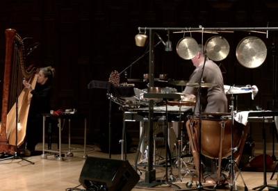 Zeena Parkins, harp and William Winant, percussion.