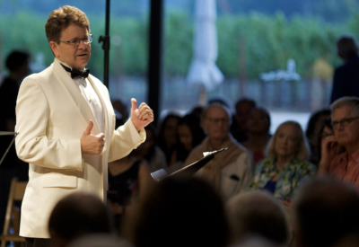 Michael Adams presenting for Music in the Vineyards