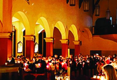 singers inside Saint Raphael's Church