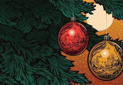 Christmas tree with ornaments.