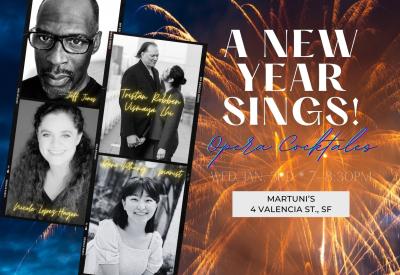 Background of fireworks with photos of the performers on a filmstrip at an angle to the left with the title and location of the event in large white letters to the right.