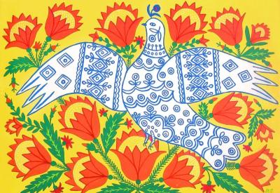 A Dove Has Spread Her Wings and Asks for Peace, Maria Primachenko, 1982