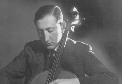 A man playing a cello.
