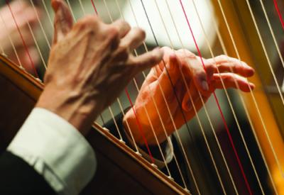photo of concert harpist's hands