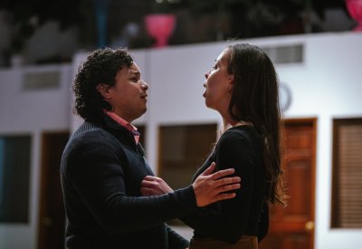 Patrick Tsoi-A-Sue and Tiffany Ho in rehearsal for 'The Camp'