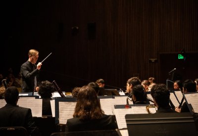 Matthew Sadowski conducts the UC Berkeley Wind Ensemble