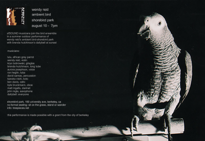 Wendy Reid's Ambient Bird-Shorebird Park with sfSOUND and the bird ensemble 8/10-7pm