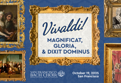 A banner announcing San Francisco Bach Choir's Viva Vivaldi October 2025 concert