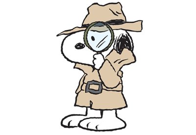Snoopy with a magnifying glass