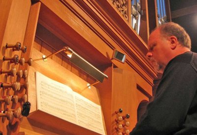 John Karl Hirten at the pipe organ