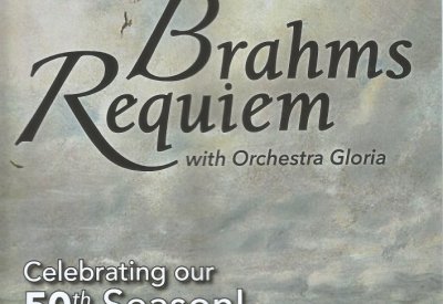 View of seashore and words Brahms Requiem