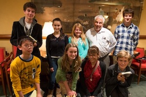 826 Valencia teen reviewers with their mentor Jeff Kaliss and teaching assistant Clara Sankey<br>Photo by Kristen Loken 826 Valencia teen reviewers with their mentor Jeff Kaliss and teaching assistant Clara Sankey<br>Photo by Kristen Loken