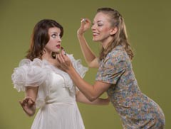 Countess Palaffi (Allison Rich, right) teaches the angel how to be irresistible