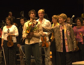 Composer Mason Bates and festival music director Marin Alsop<br>Photo by rr jones