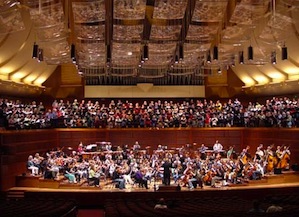 The assembled forces for the "really big concert" at rehearsal<br>Photo by Michael Strickland The assembled forces for the "really big concert" at rehearsal Photo by Michael Strickland