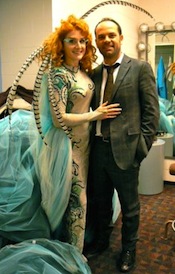 Laura Claycomb, backstage at a performance of Britten's <em>Midsummer Night's Dream</em>, with her husband, Tullio Candoloro Laura Claycomb, backstage at a performance of Britten's <em>Midsummer Night's Dream</em>, with her husband, Tullio Candoloro