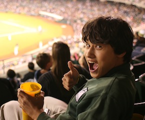 Connor Choi at an Oakland As game Connor Choi