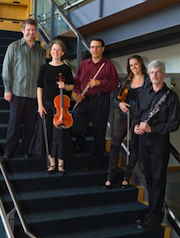 Hrabba Atladottir (second from right, with the Empyrean Ensemble) to solo in Mill Valley