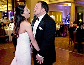 Sara Gartland and David Lomelí sing during their first dance at the wedding reception<br>Photo by Peter DaSilva Sara Gartland and David Lomelí sing during their first dance at the wedding reception Photo by Peter DaSilva