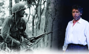 Rick Rescorla, in an Associated Press photo during his service in Vietnam, and Thomas Hampson, creating the role in <em>Heart of a Soldier</em>