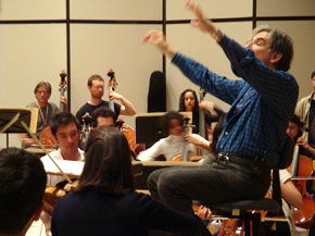 MTT conducting the YouTube Orchestra<br>Photo by Salima Barday