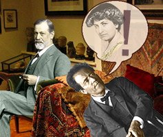 Jeff Dunn's photo montage of Freud treating Mahler for his obsession with Alma, the story told in Mahler on the Couch