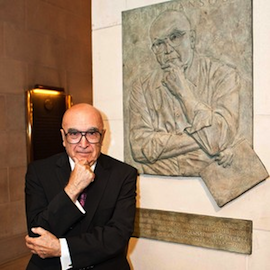 Mansouri at the unveiling of his bust in the War Memorial lobby Mansouri at the unveiling of his bust in the War Memorial lobby