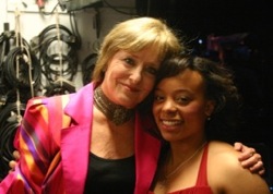 Flicka and Nicole Rodriguez<br>backstage on Saturday