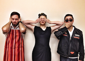 Thomas Glenn, Maria Valdes, and Efrain Solis hear, see, and speak no evil in <em>Rita</em>