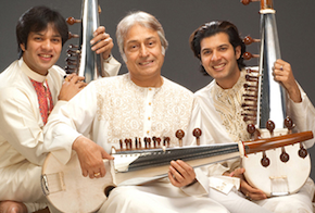 Sarod master Amjad Ali Khan, with sons Ayaan and Amaan