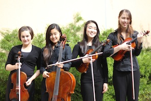 San Domenico's Ravel Quartet: Jacqueline Rees-Mikula, Class if '12; Joyce Kwon, '13; Niki Fukada, '13; Caitlin Gowdy, '12 San Domenico's Ravel Quartet