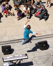 Charity Kahn jumping and kids JAMing JAMBand