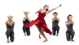 Amy Young in <em>Three Dubious Memories</em><br>Photo by Tom Caravaglia