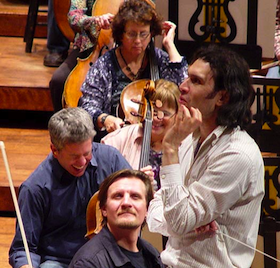 Jurowski ponders, Breus listens, cellist Peter Wyrick is amused