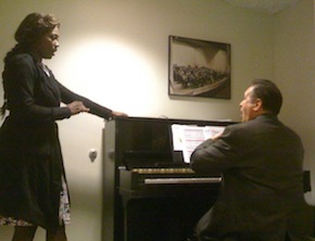 Ulloa with Angel Blue before her debut as Musetta at Los Angeles Opera