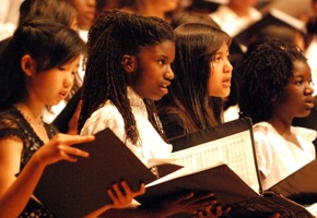 In the YMP Chorus: Sophia Zhuang, Ayana Bradley, Samantha Gutierrez, Akili Bradley