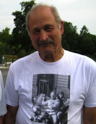 Adrian Horn, his wedding picture at S.F. City Hall on the T-shirt Adrian Horn, his wedding picture at S.F. City Hall on the T-shirt