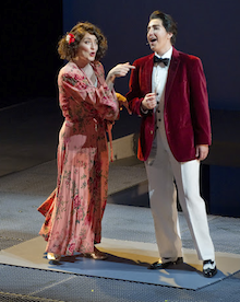 Marnie Breckenridge as Margarita Xirgu and Lisa Chavez as Federico García Lorca. Ensemble Parallele's 2013 production of Ainadamar. Photo: Steve DiBartolomeo,