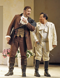 The Barber of Seville Lucas Meachem (Figro) and Javier Camarena (Count Almaviva). Photo ©Cory Weaver/