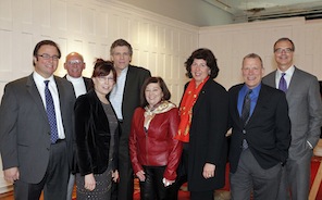 <em>Heart of a Soldier</em> creative team: Christopher Theofanidis, Daniel J. Hill, Donna DiNovelli, Thomas Hampson, Susan Rescorla, Francesca Zambello, David Gockley, and James B. Stewart<br>Photo by Cory Weaver