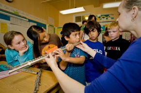 Crowden's petting zoo, where kids can try out real symphony instruments