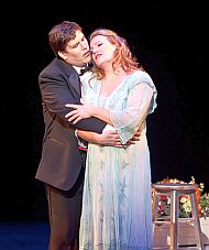 Thorsett, after his rejuvenating soul-trade,<br>with Kristin Clayton (Marguerite)