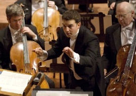 James Gaffigan (in SFS days, with cellists Peter Wyrick and Michael Grebanier)