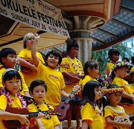 Kids at the annual Ukulele festival