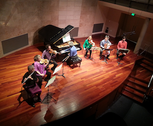 Stacey Pelinka, flute, Anna Presler, violin Joseph Maile, violin, Eric Zivian, piano, Phyllis Karmin, viola, Leighton Fong, cello, Jeff Anderle, clarinet Photo credit: Be'eri Moalem