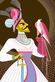 "Maharaja with Falcon," by video artist Sanjay Patel "Maharaja with Falcon," by video artist Sanjay Patel