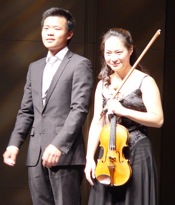 Hye-Jin Kim and David Fung at a Music@Menlo Prelude concert<br>Photo by Michael Strickland