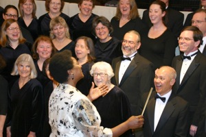 Lynn Morrow with the Oakland East Bay Symphony Chorus