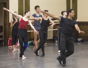 Carreño leading BSJ dancers in a rehearsal of <em>Nuestros Valses</em><br>Photo by Jacqueline Ramseyer Ballet San Jose